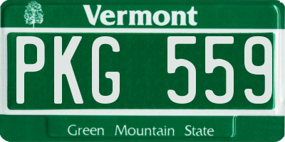 VT license plate PKG559