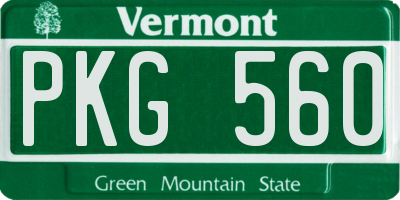 VT license plate PKG560