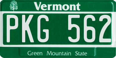 VT license plate PKG562