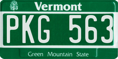 VT license plate PKG563