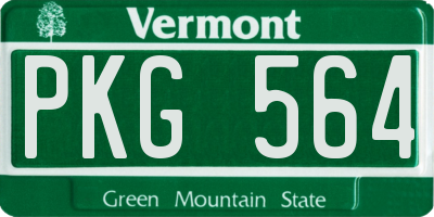 VT license plate PKG564