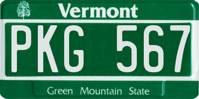 VT license plate PKG567
