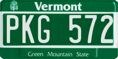 VT license plate PKG572