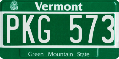 VT license plate PKG573