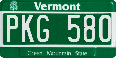 VT license plate PKG580