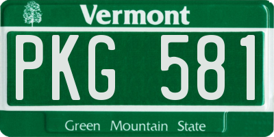 VT license plate PKG581
