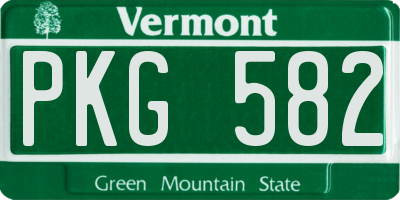 VT license plate PKG582