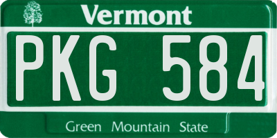 VT license plate PKG584