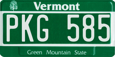 VT license plate PKG585