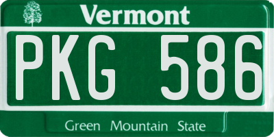 VT license plate PKG586