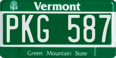 VT license plate PKG587