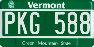 VT license plate PKG588