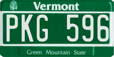 VT license plate PKG596