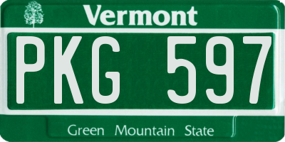 VT license plate PKG597