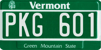 VT license plate PKG601