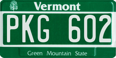 VT license plate PKG602