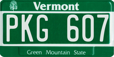 VT license plate PKG607
