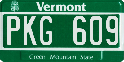 VT license plate PKG609