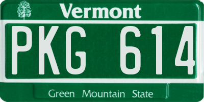 VT license plate PKG614