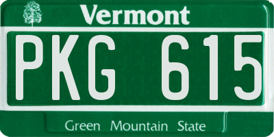 VT license plate PKG615