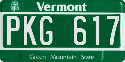 VT license plate PKG617