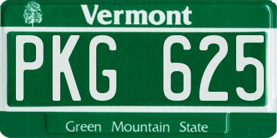 VT license plate PKG625