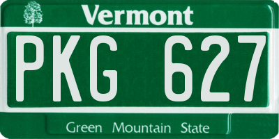 VT license plate PKG627