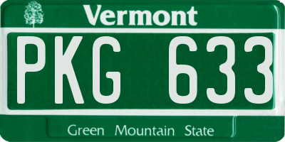 VT license plate PKG633
