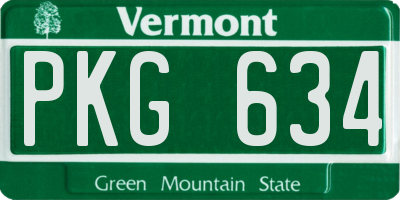 VT license plate PKG634