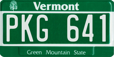 VT license plate PKG641