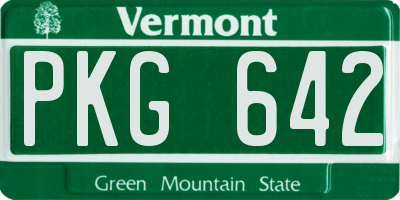 VT license plate PKG642