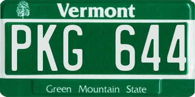 VT license plate PKG644