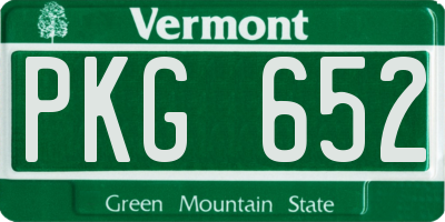 VT license plate PKG652