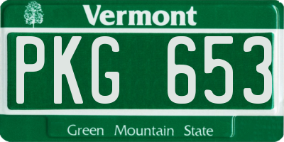 VT license plate PKG653
