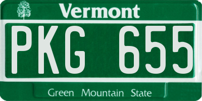 VT license plate PKG655