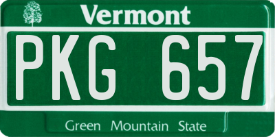 VT license plate PKG657