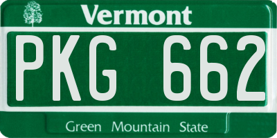 VT license plate PKG662