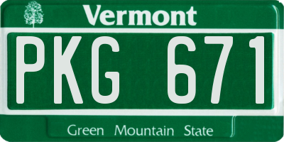 VT license plate PKG671