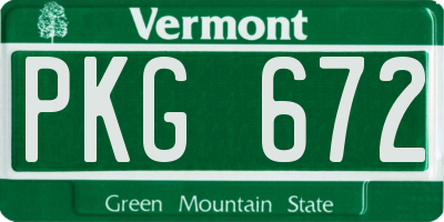 VT license plate PKG672
