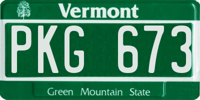 VT license plate PKG673