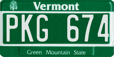 VT license plate PKG674