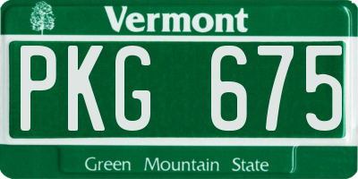 VT license plate PKG675