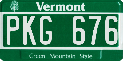 VT license plate PKG676