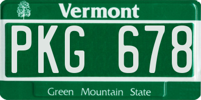 VT license plate PKG678
