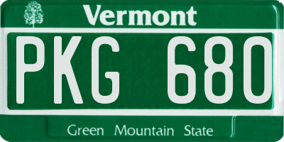 VT license plate PKG680