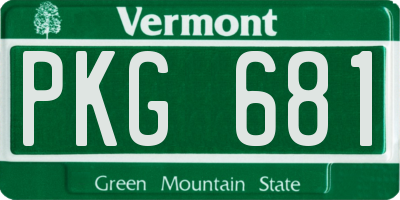 VT license plate PKG681