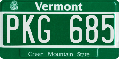 VT license plate PKG685