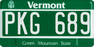 VT license plate PKG689
