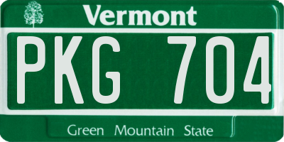 VT license plate PKG704