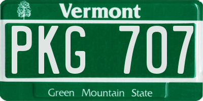 VT license plate PKG707